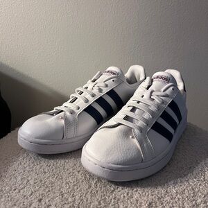 Adidas White and Navy Sneakers sz 9.5